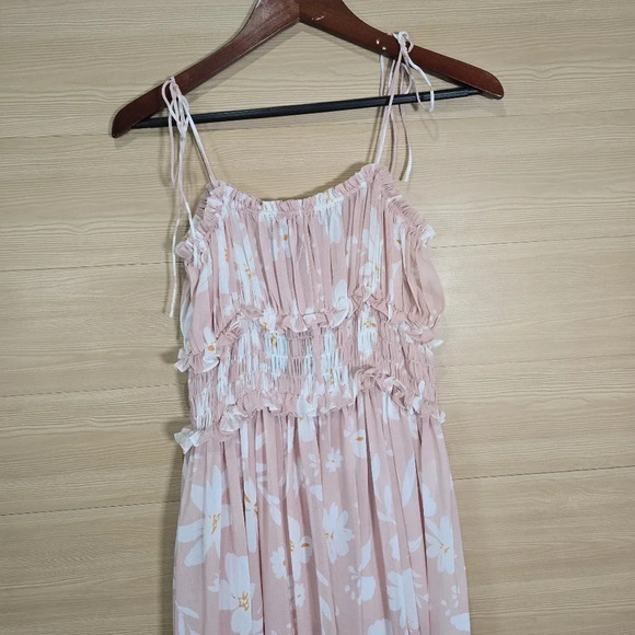 NWT En Saison Women's Gabby Square‎ Tie Sleeve Midi Dress Pink Floral Size Small - Picture 6 of 14